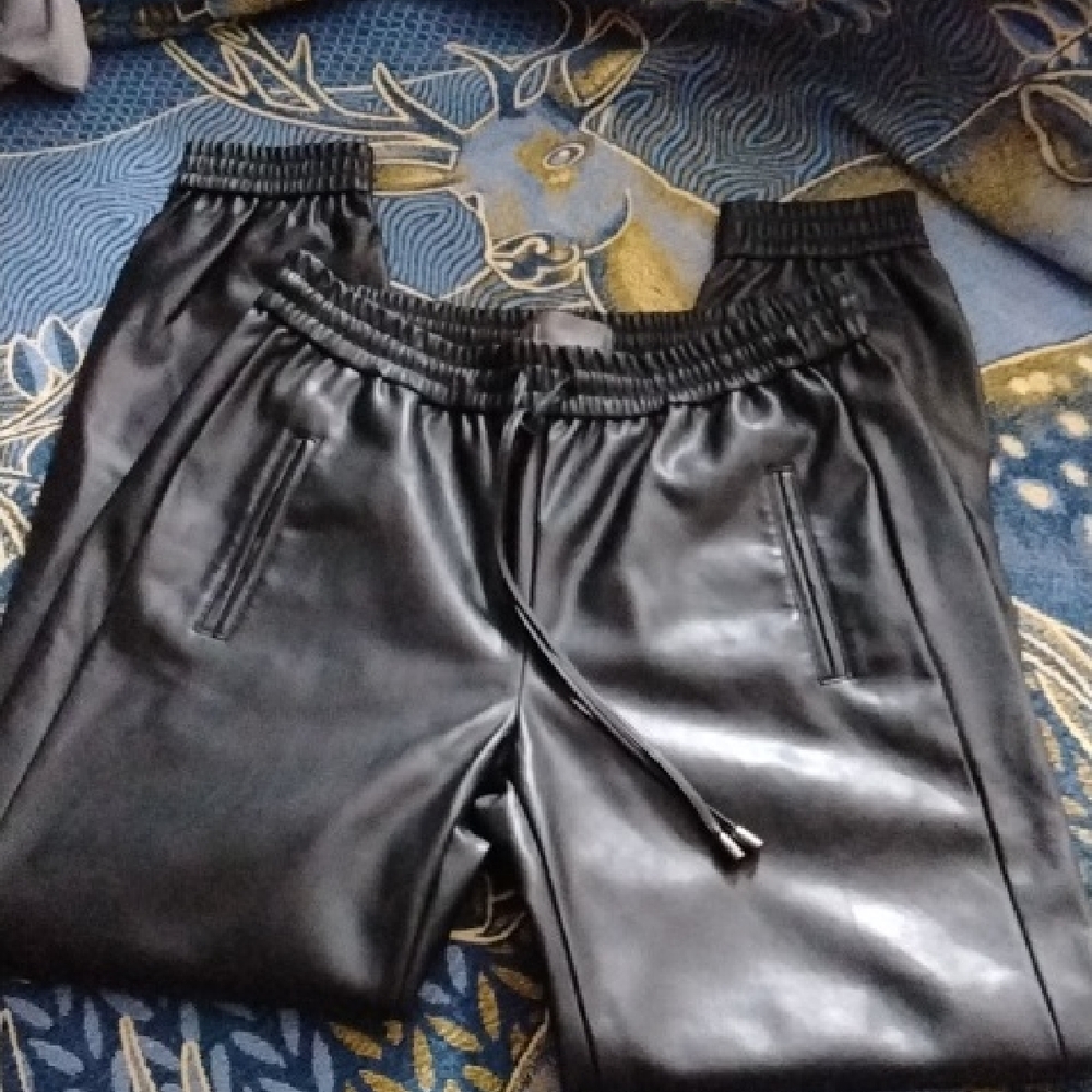 Anthropologie Black Track Pants with Elastic Waistband